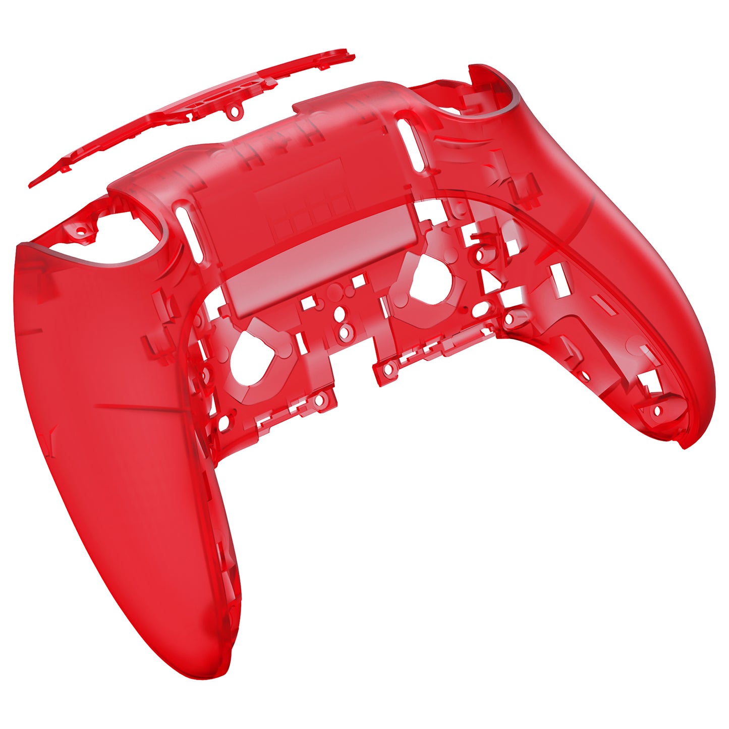 eXtremeRate Replacement Back Housing Bottom Shell Compatible with PS5 Edge Controller - Clear Red