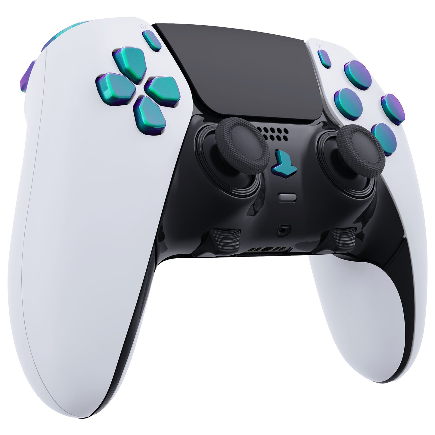 eXtremeRate Replacement Full Set Buttons Compatible with PS5 Edge Controller - Chameleon Green Purple