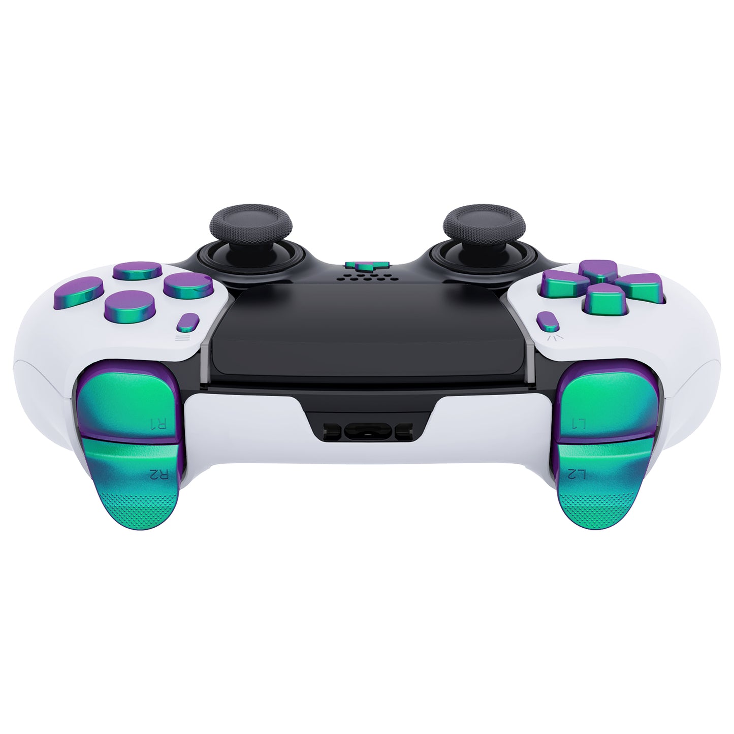 eXtremeRate Replacement Full Set Buttons Compatible with PS5 Edge Controller - Chameleon Green Purple