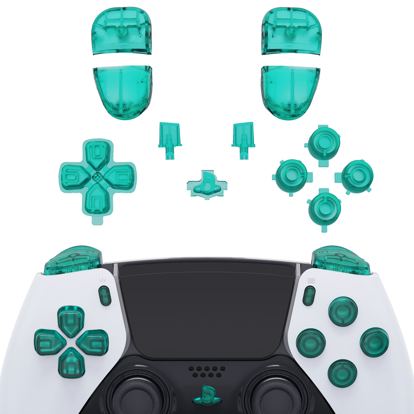 eXtremeRate Replacement Full Set Buttons Compatible with PS5 Edge Controller - Emerald Green