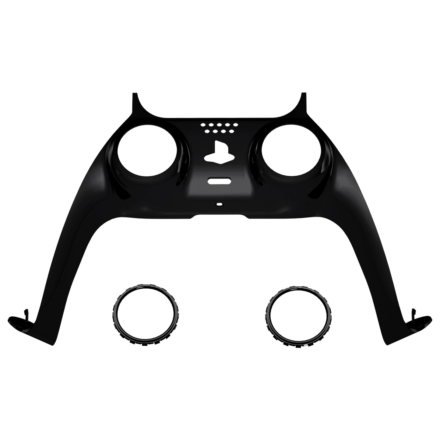 eXtremeRate Replacement Decorative Trim Shell with Accent Rings Compatible with PS5 Controller BDM-010/020/030/040/050 - Chrome Black