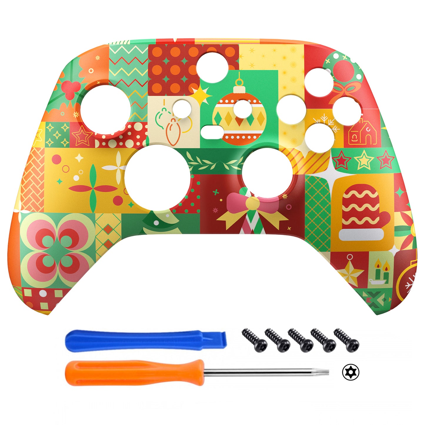 eXtremeRate Replacement Faceplate Front Housing Shell for Xbox Series X & S Controller - Christmas Wrap