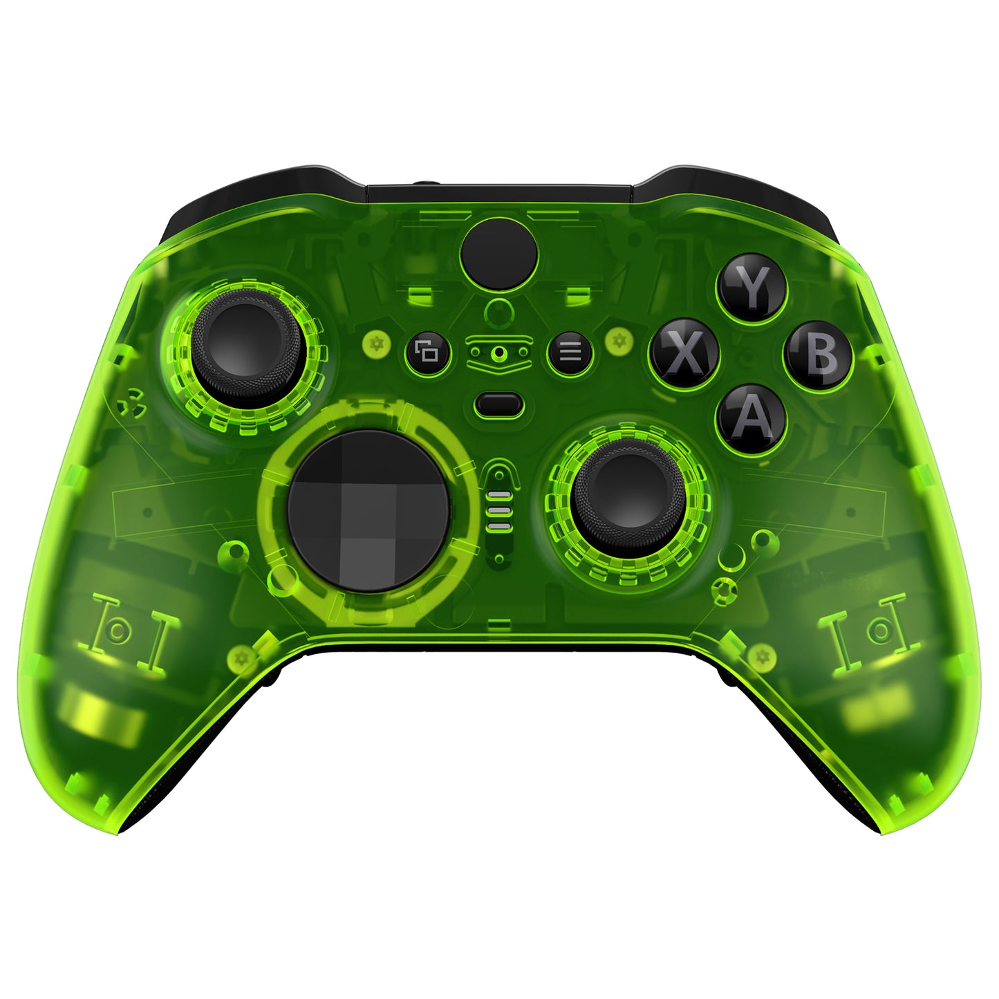 eXtremeRate Replacement Front Housing Shell Case with Accent Rings for Xbox One Elite Series 2 & Elite 2 Core Controller (Model 1797) - Clear Lime Green