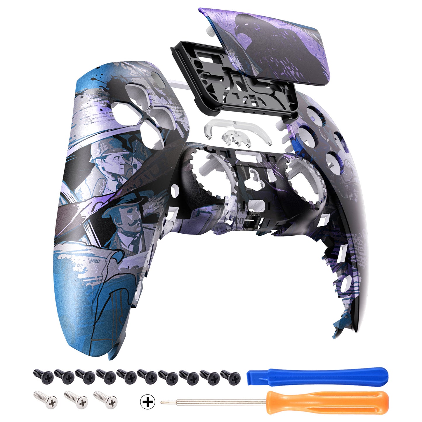 eXtremeRate Replacement Front Housing Shell with Touchpad Compatible with PS5 Controller BDM-010/020/030/040 - The Great Detective eXtremeRate