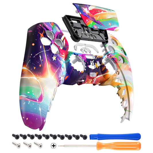 eXtremeRate Replacement Front Shell with Touchpad Compatible with PS5 Controller BDM-010/020/030/040/050 - Rainbow Storm eXtremeRate