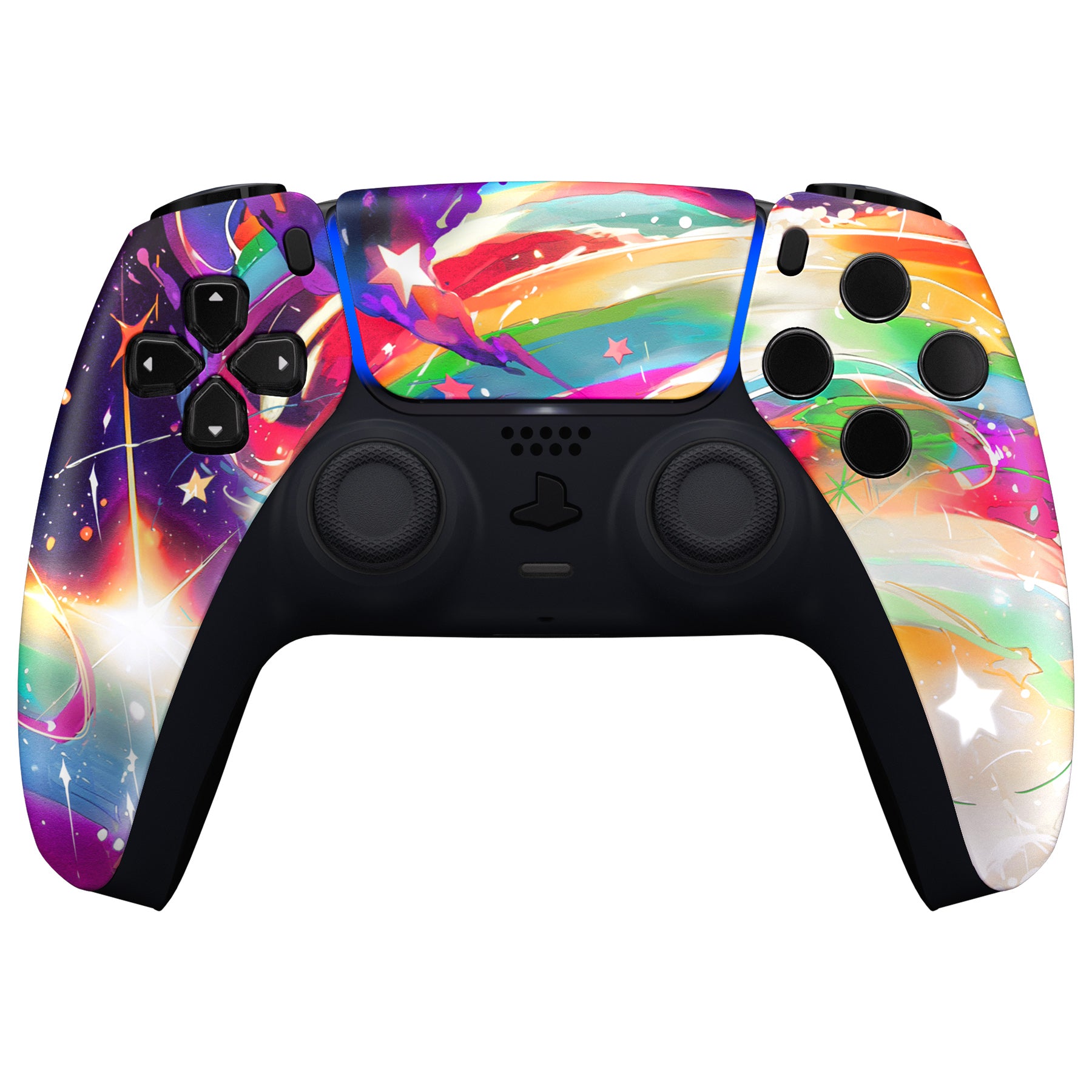 eXtremeRate Replacement Front Shell with Touchpad Compatible with PS5 Controller BDM-010/020/030/040/050 - Rainbow Storm eXtremeRate