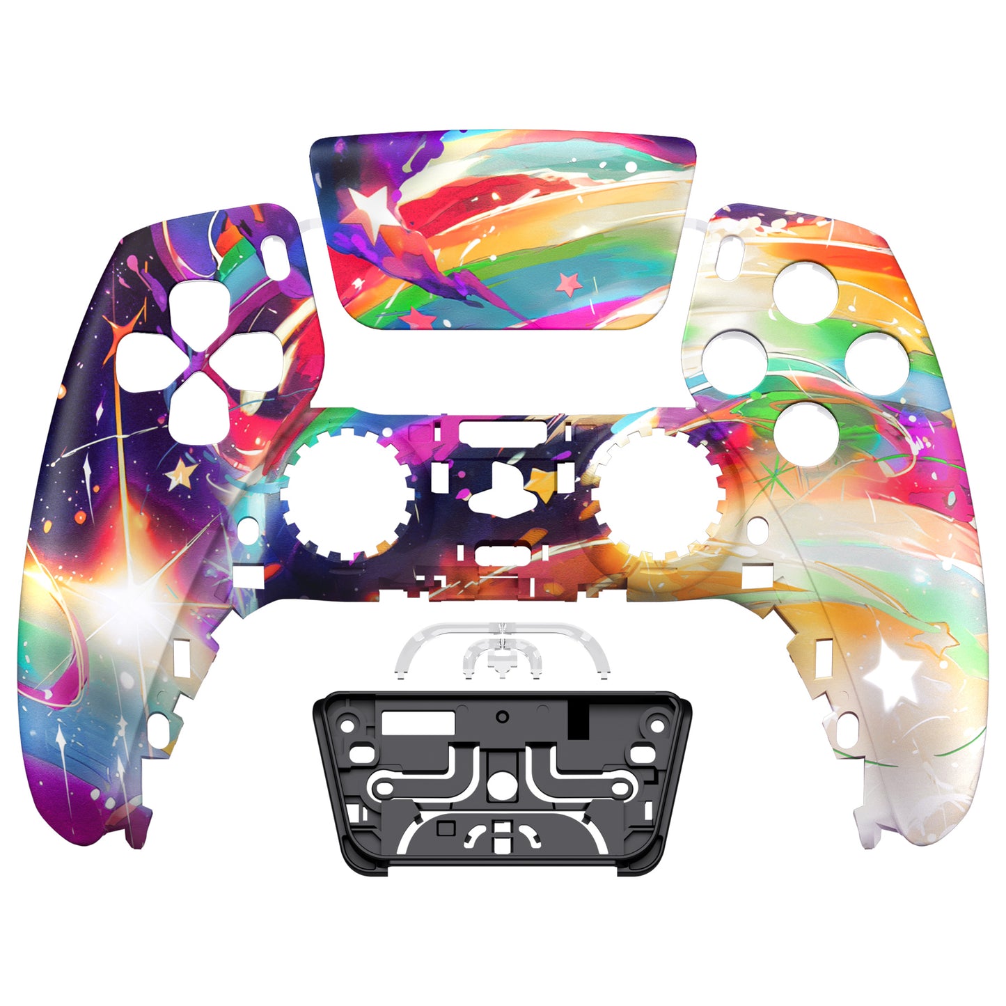 eXtremeRate Replacement Front Shell with Touchpad Compatible with PS5 Controller BDM-010/020/030/040/050 - Rainbow Storm eXtremeRate