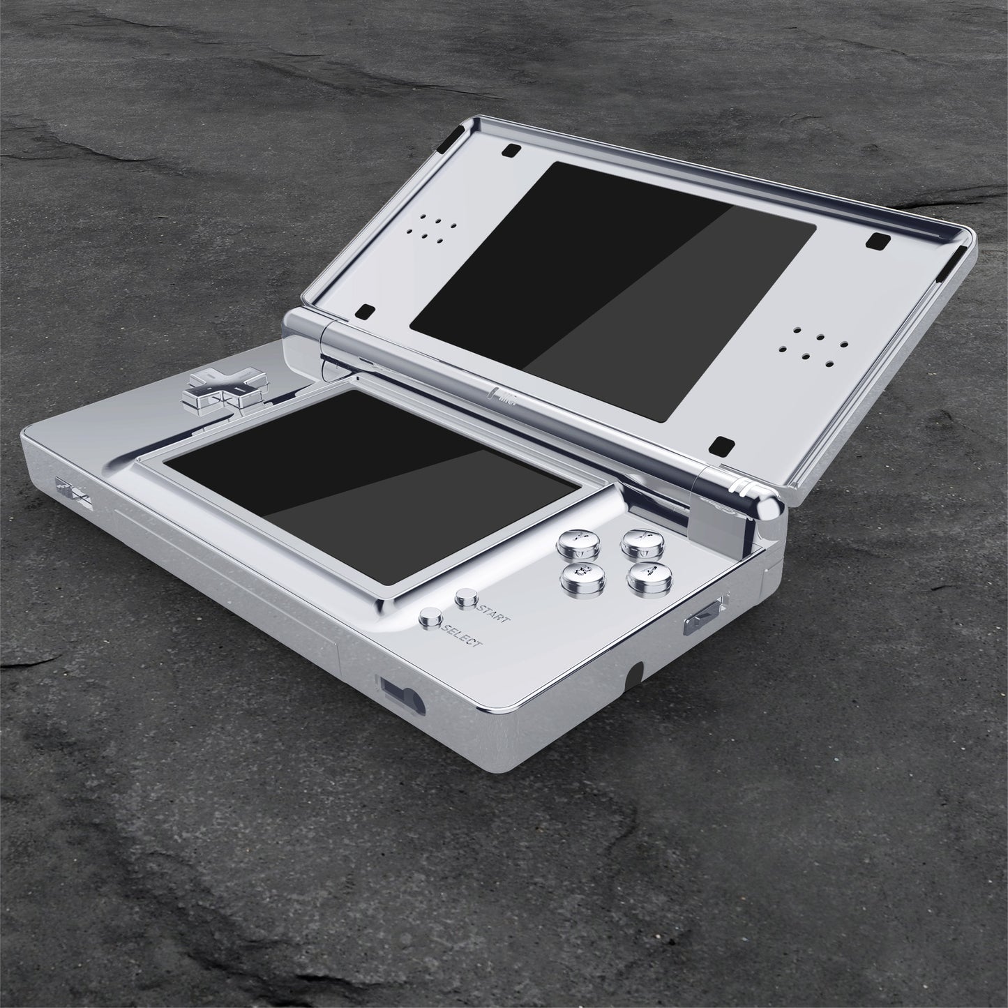 eXtremeRate Replacement Full Housing Shell & Buttons with Screen Lens for Nintendo DS Lite NDSL - Chrome Silver