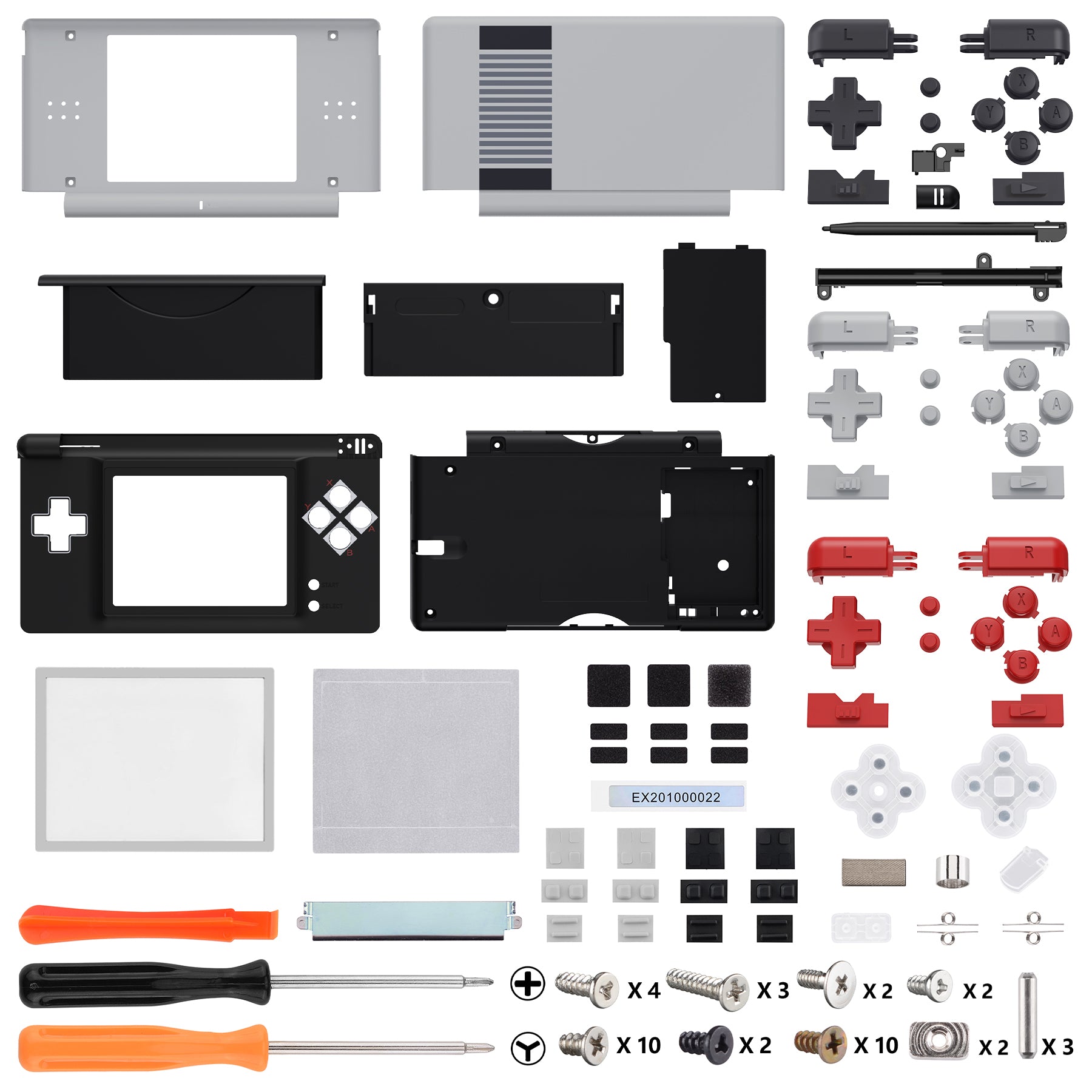 eXtremeRate Replacement Full Housing Shell & Buttons with Screen Lens for Nintendo DS Lite NDSL - Classic NES Style eXtremeRate