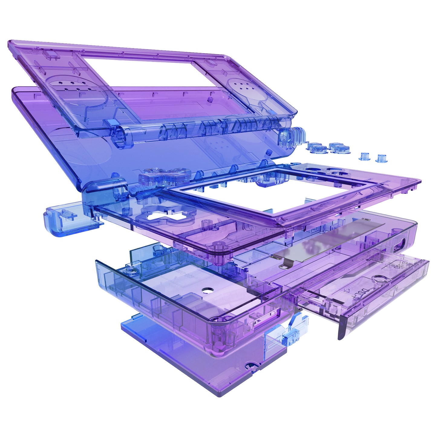 eXtremeRate Replacement Full Housing Shell & Buttons with Screen Lens for Nintendo DS Lite NDSL - Gradient Translucent Bluebell