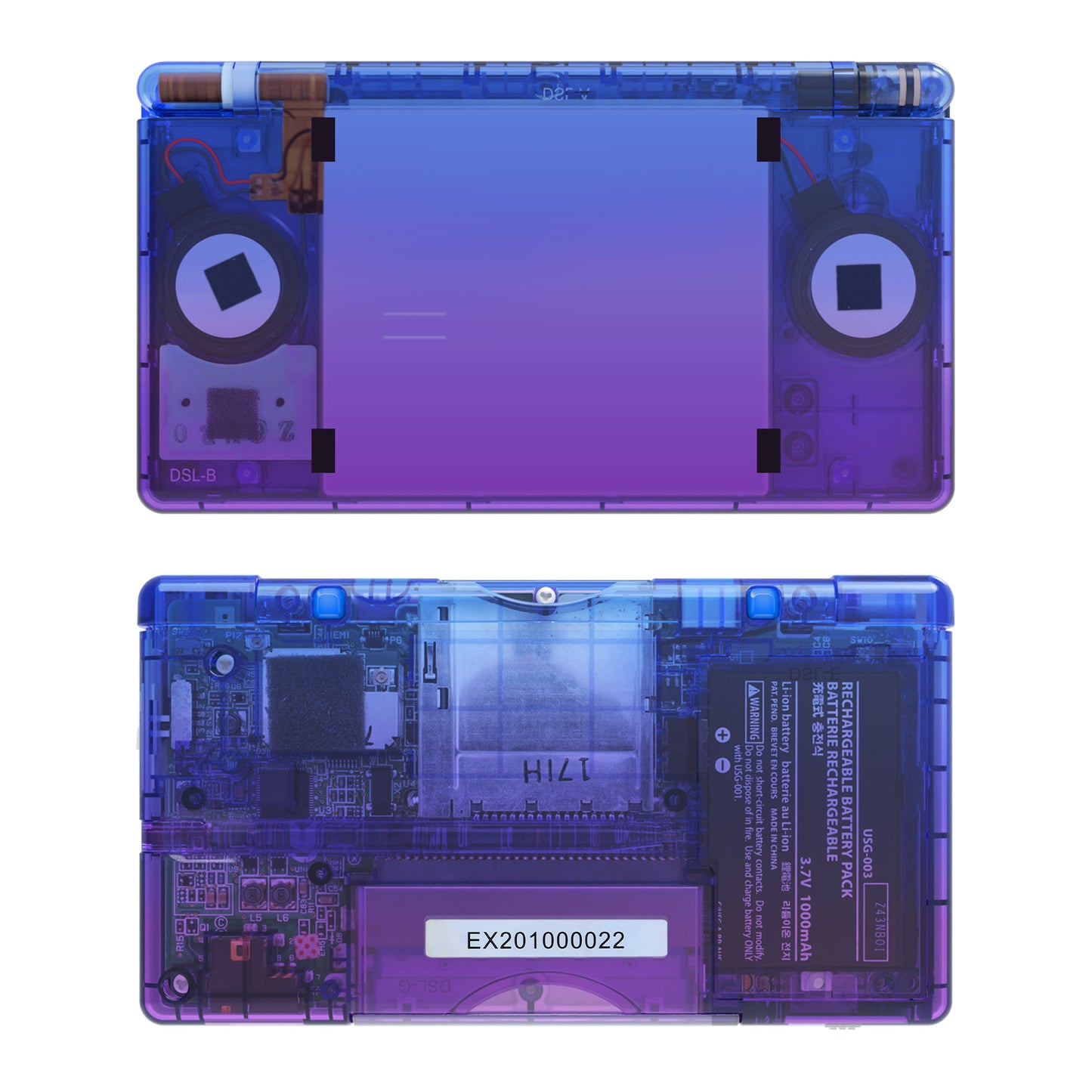 eXtremeRate Replacement Full Housing Shell & Buttons with Screen Lens for Nintendo DS Lite NDSL - Gradient Translucent Bluebell