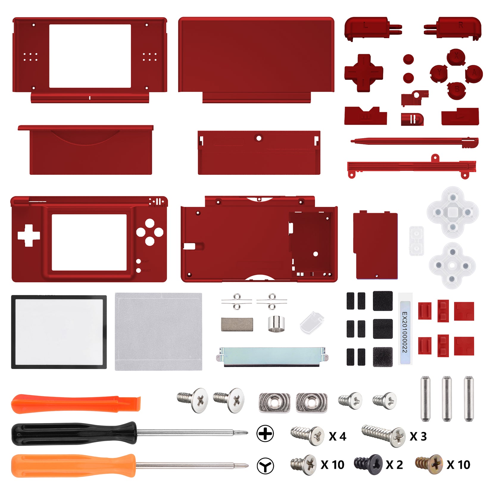 eXtremeRate Scarlet Red Replacement Full Housing Shell for Nintendo DS ...