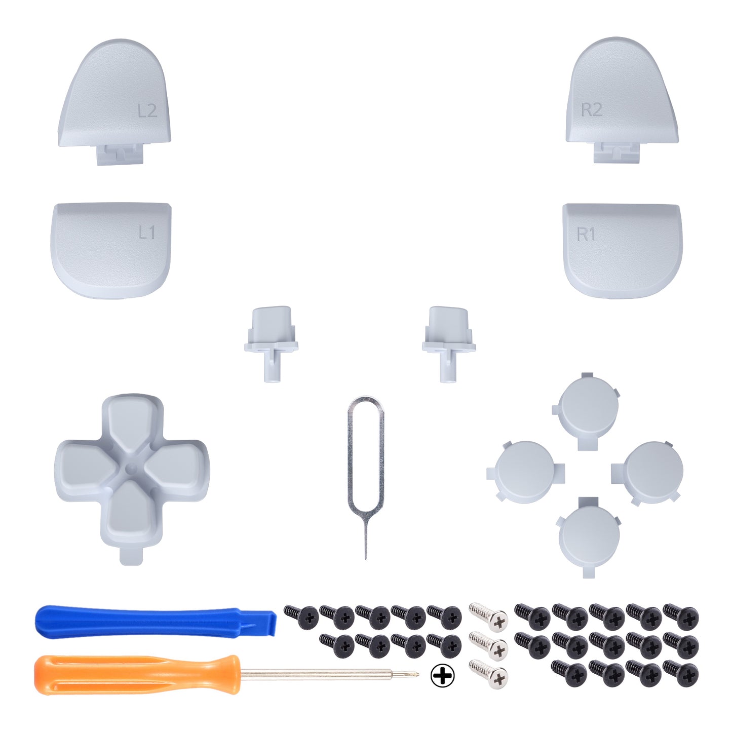 eXtremeRate Replacement Full Set Buttons Compatible with PS5 Controller BDM-030/040 - Original White