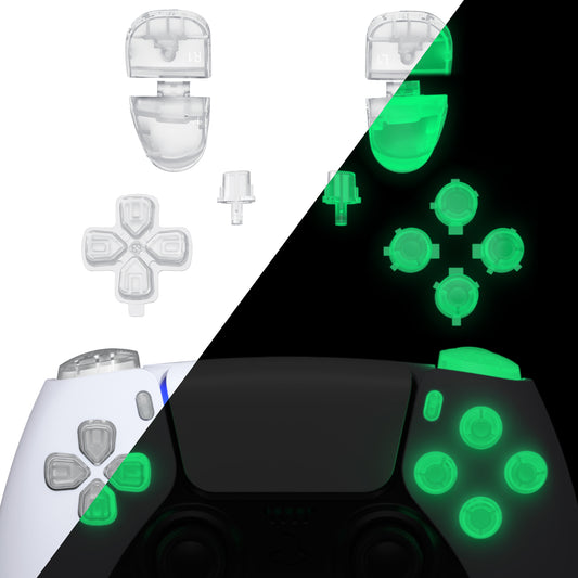 eXtremeRate Replacement Full Set Buttons Compatible with PS5 Controller BDM-030/040 - Glow in Dark - Green eXtremeRate