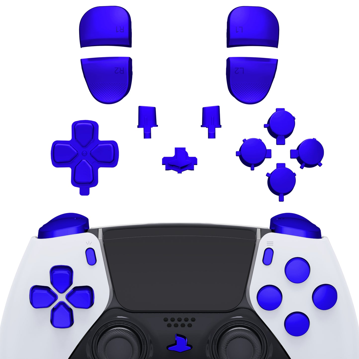 eXtremeRate Replacement Full Set Buttons Compatible with PS5 Edge Controller - Chrome Blue