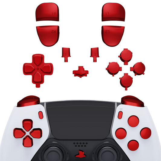 eXtremeRate Replacement Full Set Buttons Compatible with PS5 Edge Controller - Chrome Red