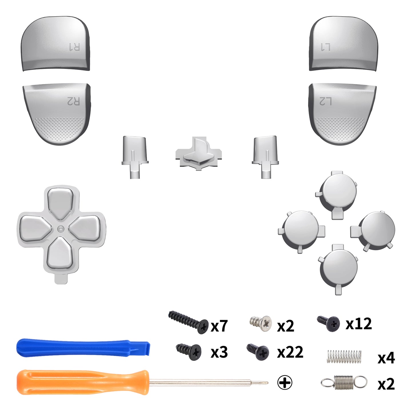 eXtremeRate Replacement Full Set Buttons Compatible with PS5 Edge Controller - Chrome Silver