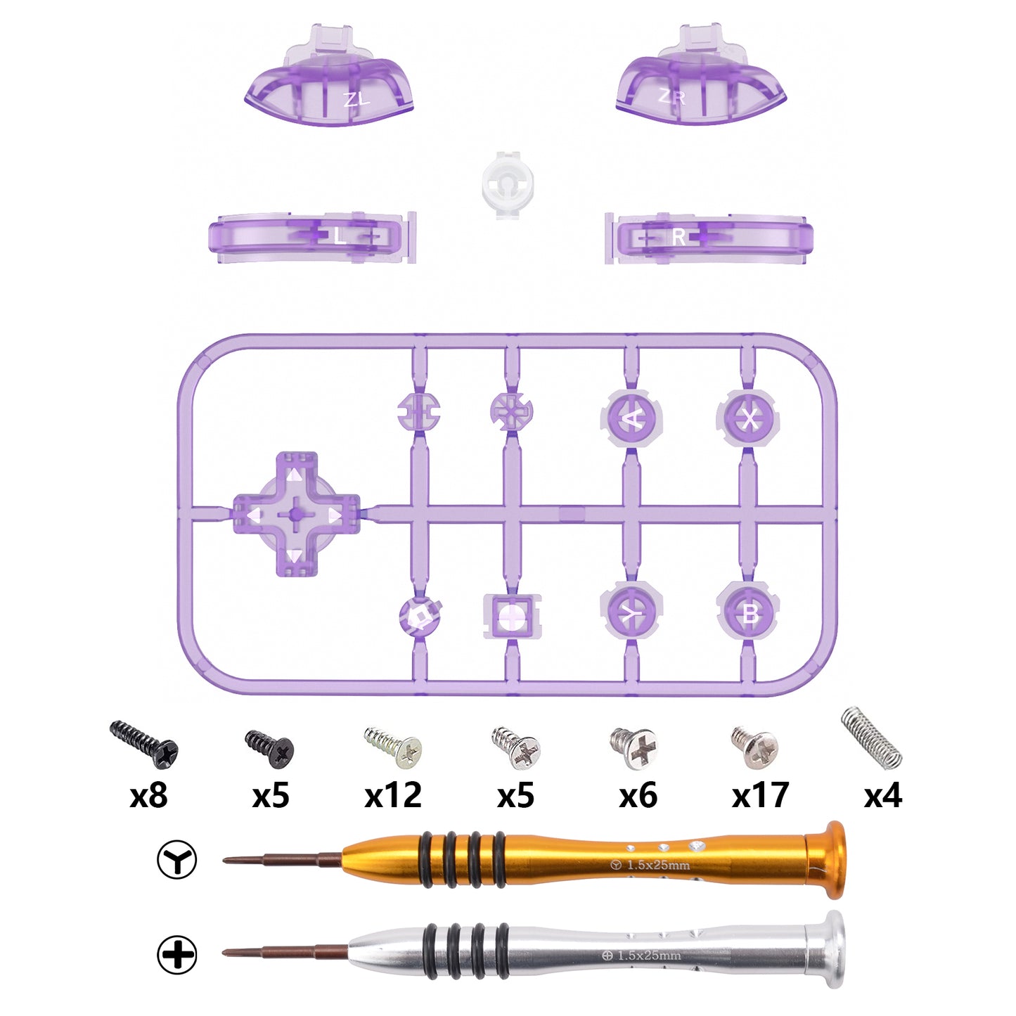 eXtremeRate Replacement Full Set Buttons for NS Switch Lite - Clear Atomic Purple