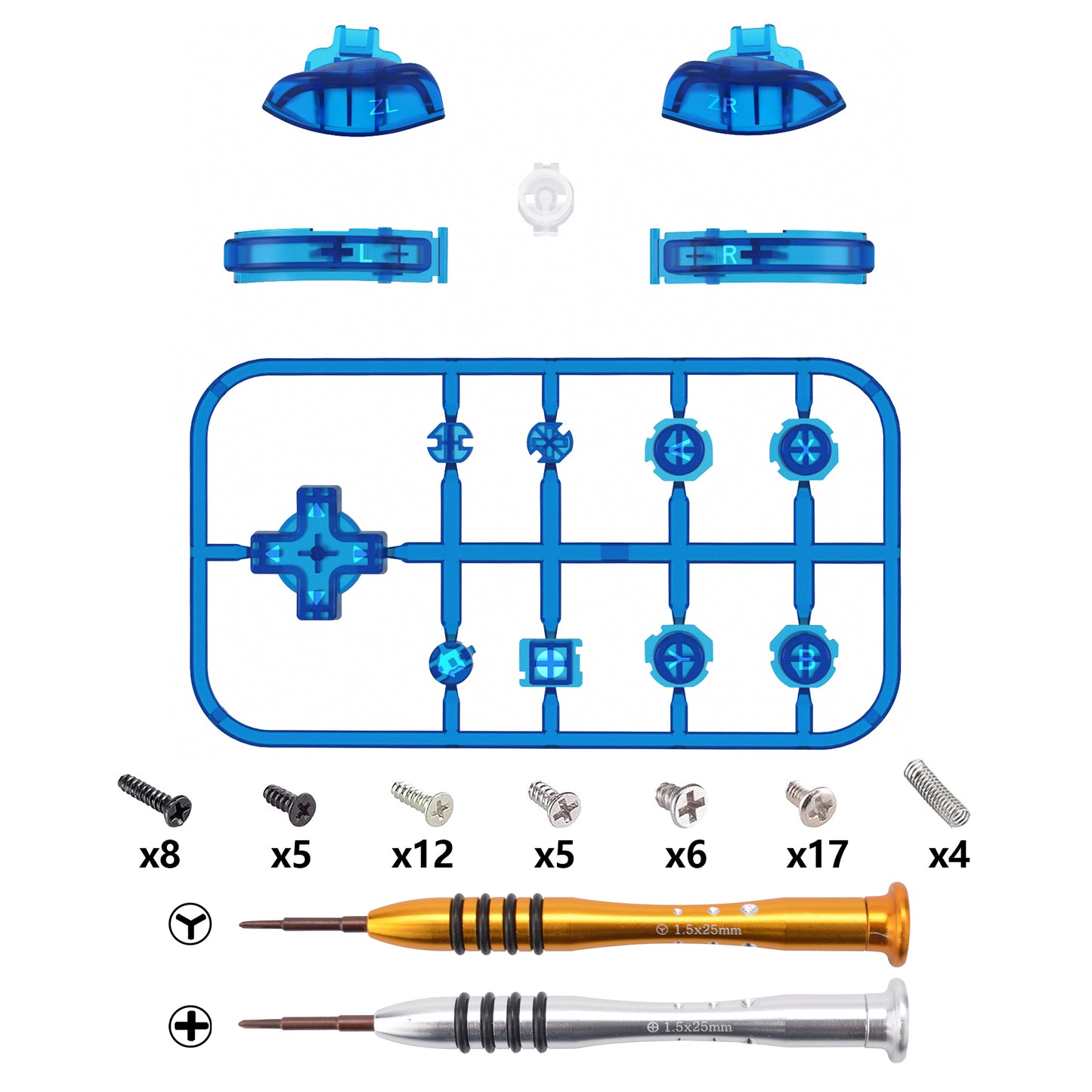 eXtremeRate Replacement Full Set Buttons for NS Switch Lite - Clear Blue