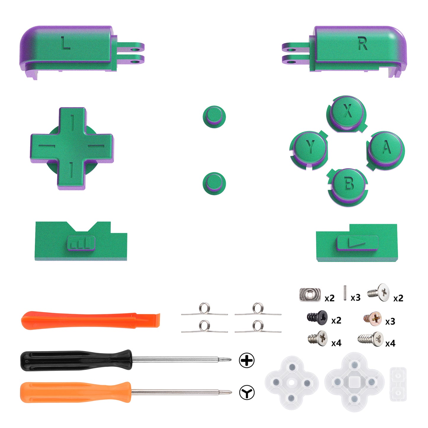 eXtremeRate Replacement Full Set Buttons for Nintendo DS Lite NDSL - Chameleon Green Purple