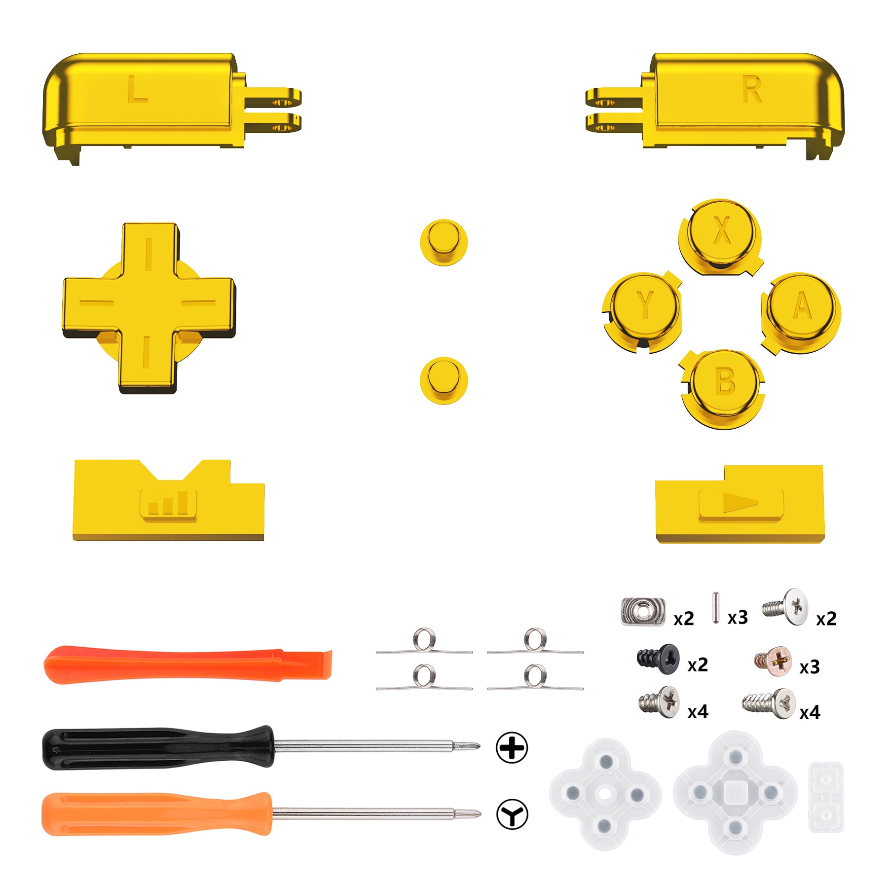 eXtremeRate Chrome Gold Replacement Full Set Buttons for Nintendo DS ...