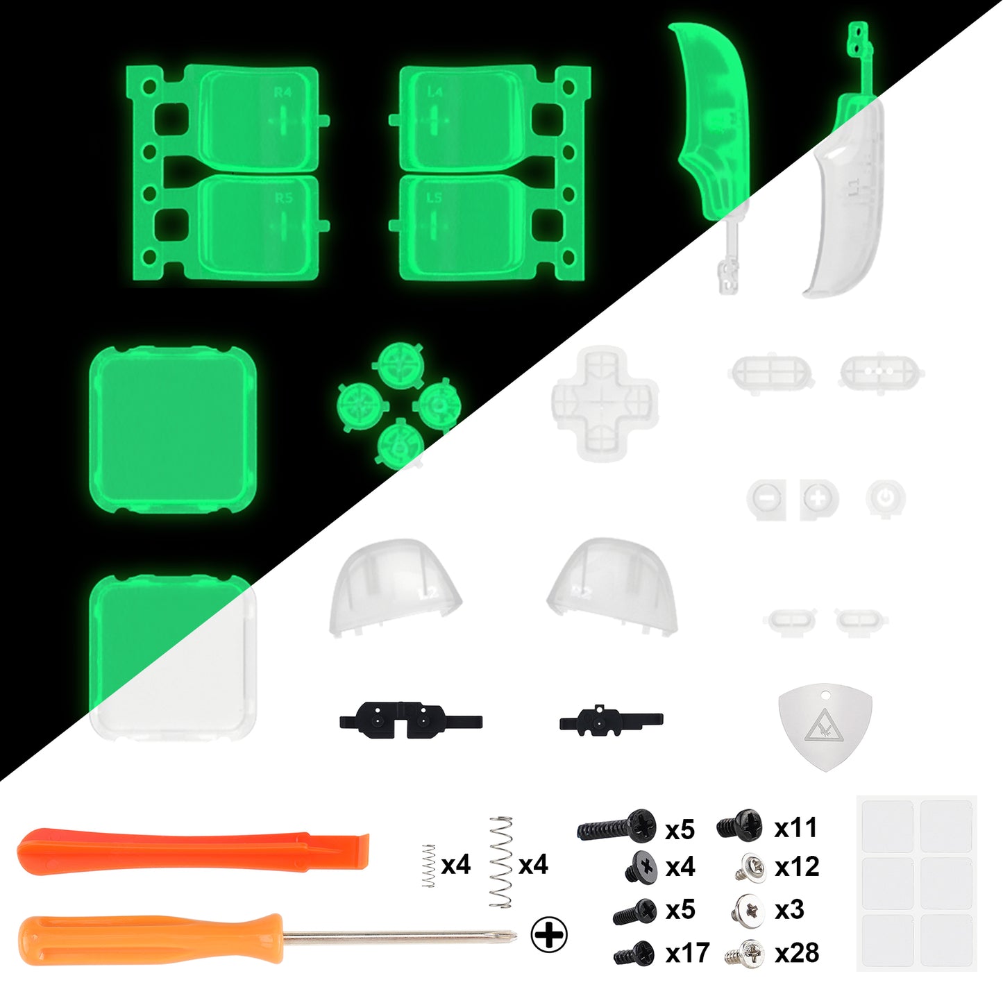 eXtremeRate Replacement Full Set Buttons for Steam Deck LCD - Glow in Dark - Green eXtremeRate