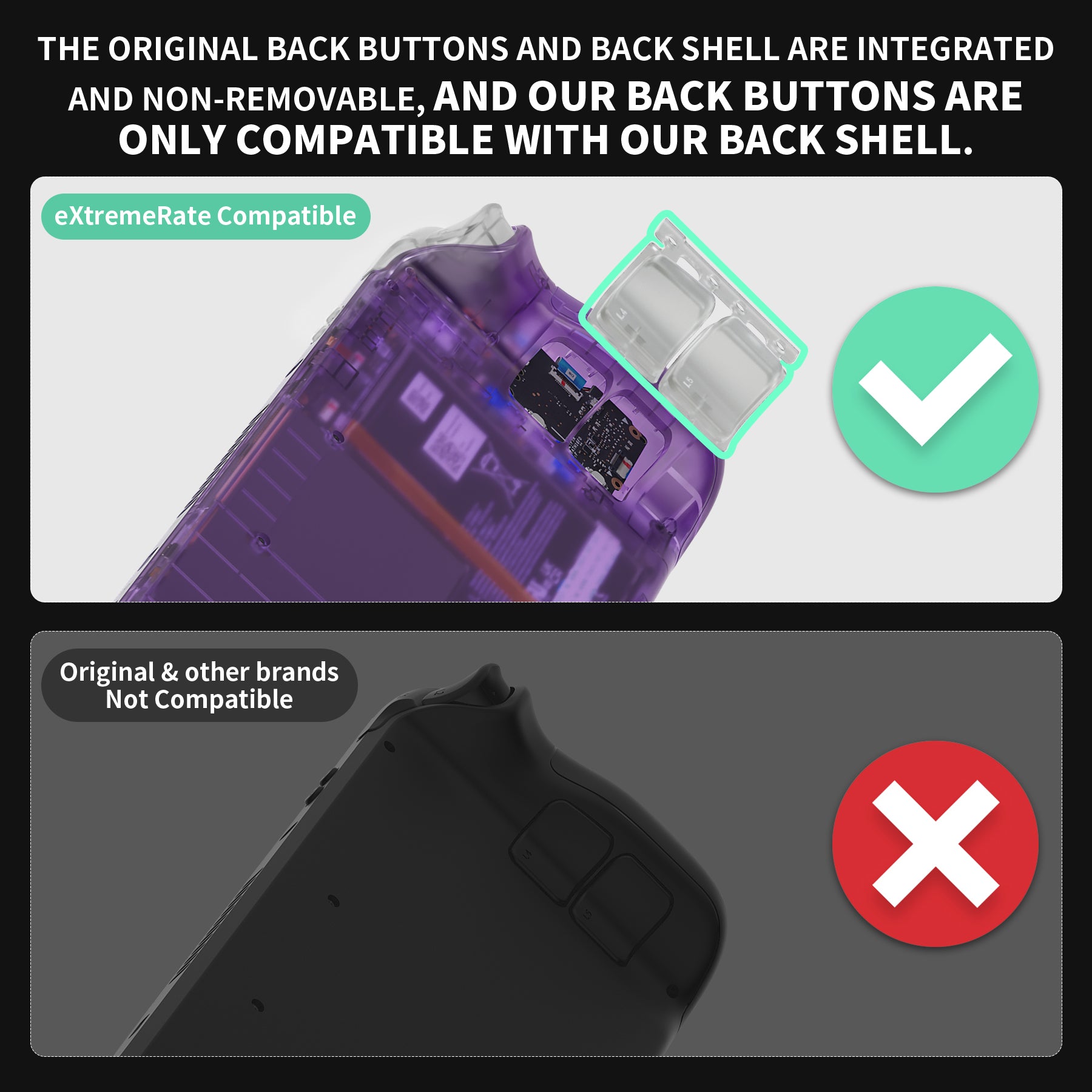 eXtremeRate Replacement Full Set Buttons for Steam Deck LCD - Glow in Dark - Green eXtremeRate