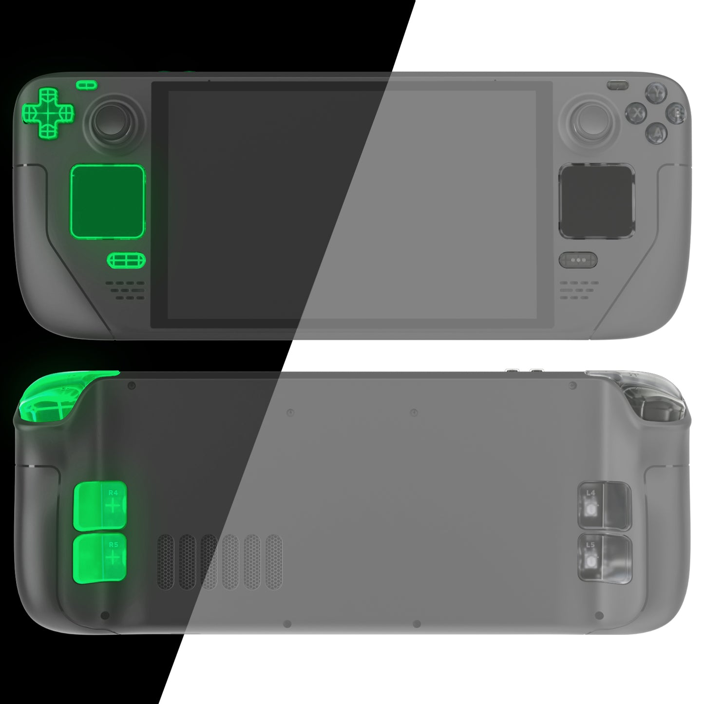 eXtremeRate Replacement Full Set Buttons for Steam Deck OLED - Glow in Dark - Green