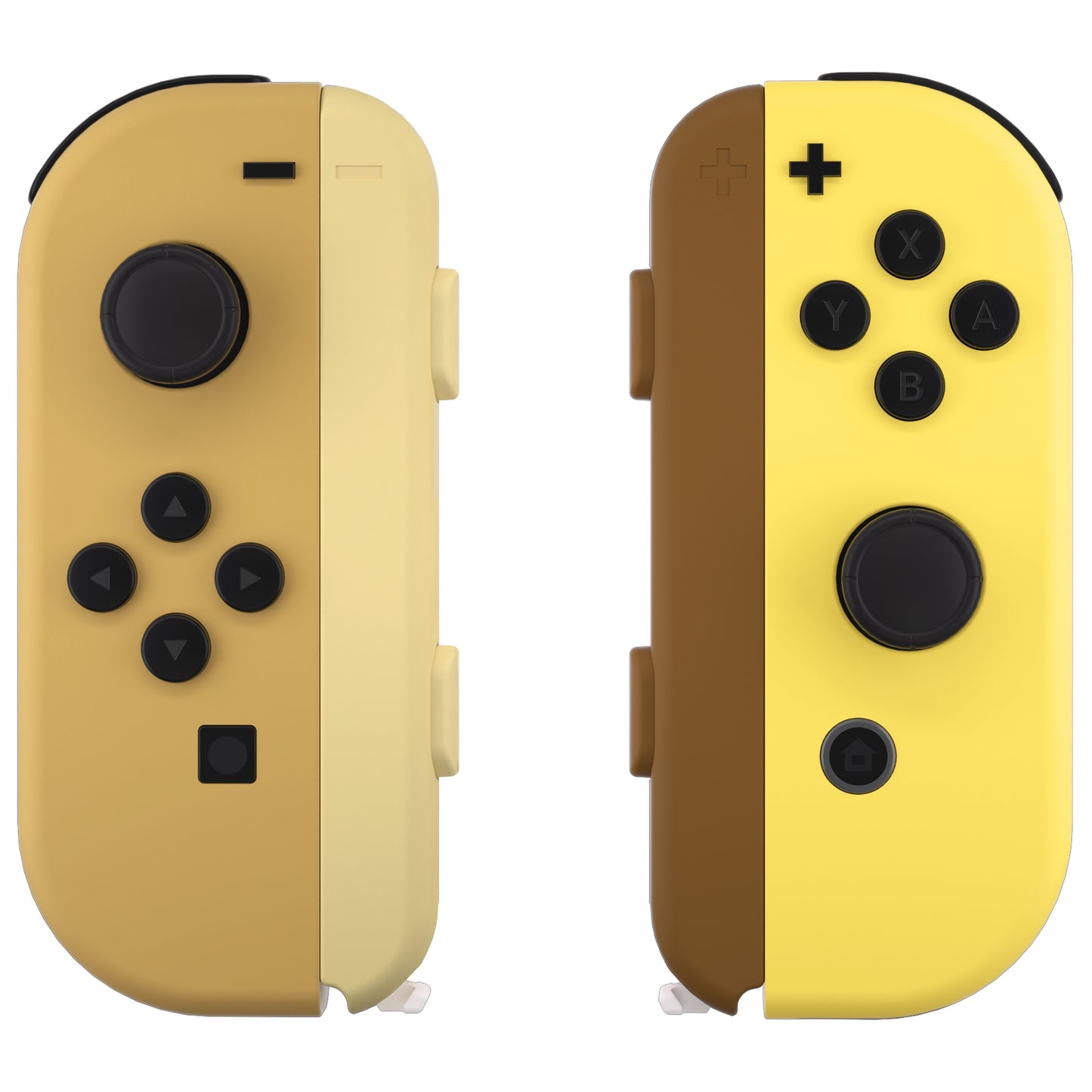 eXtremeRate Replacement Full Set Shell Case with Buttons & Wrist Strap Cover for Joycon of NS Switch - Monsters Brown & Yellow