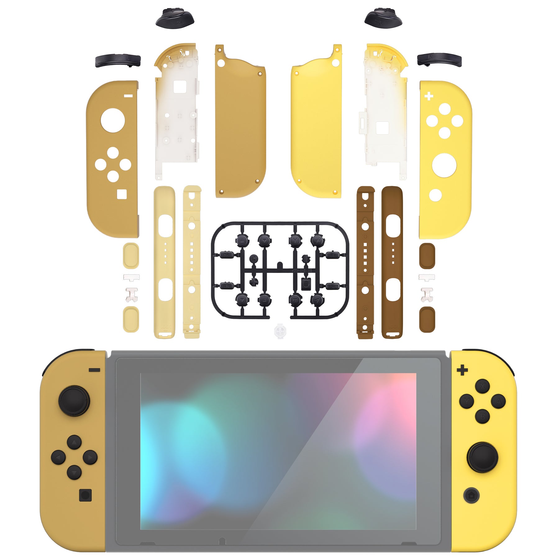 Custom gray joy-cons with yellow orders buttons