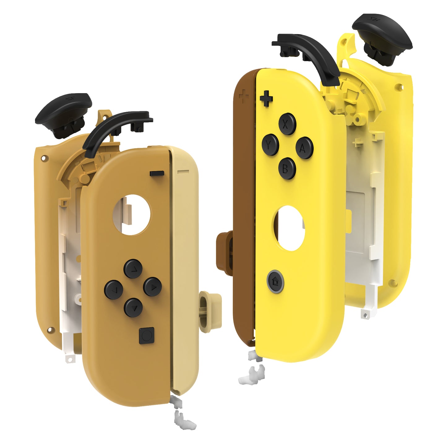 eXtremeRate Replacement Full Set Shell Case with Buttons & Wrist Strap Cover for Joycon of NS Switch - Monsters Brown & Yellow