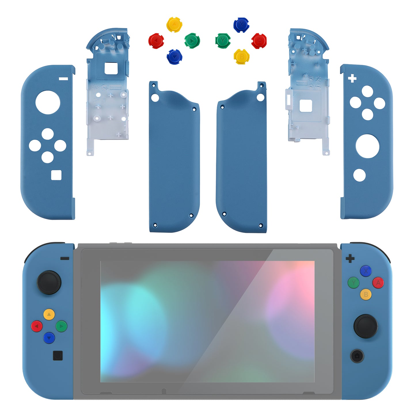 eXtremeRate Replacement Full Set Shell Case with Buttons for Joycon of NS Switch - Airforce Blue