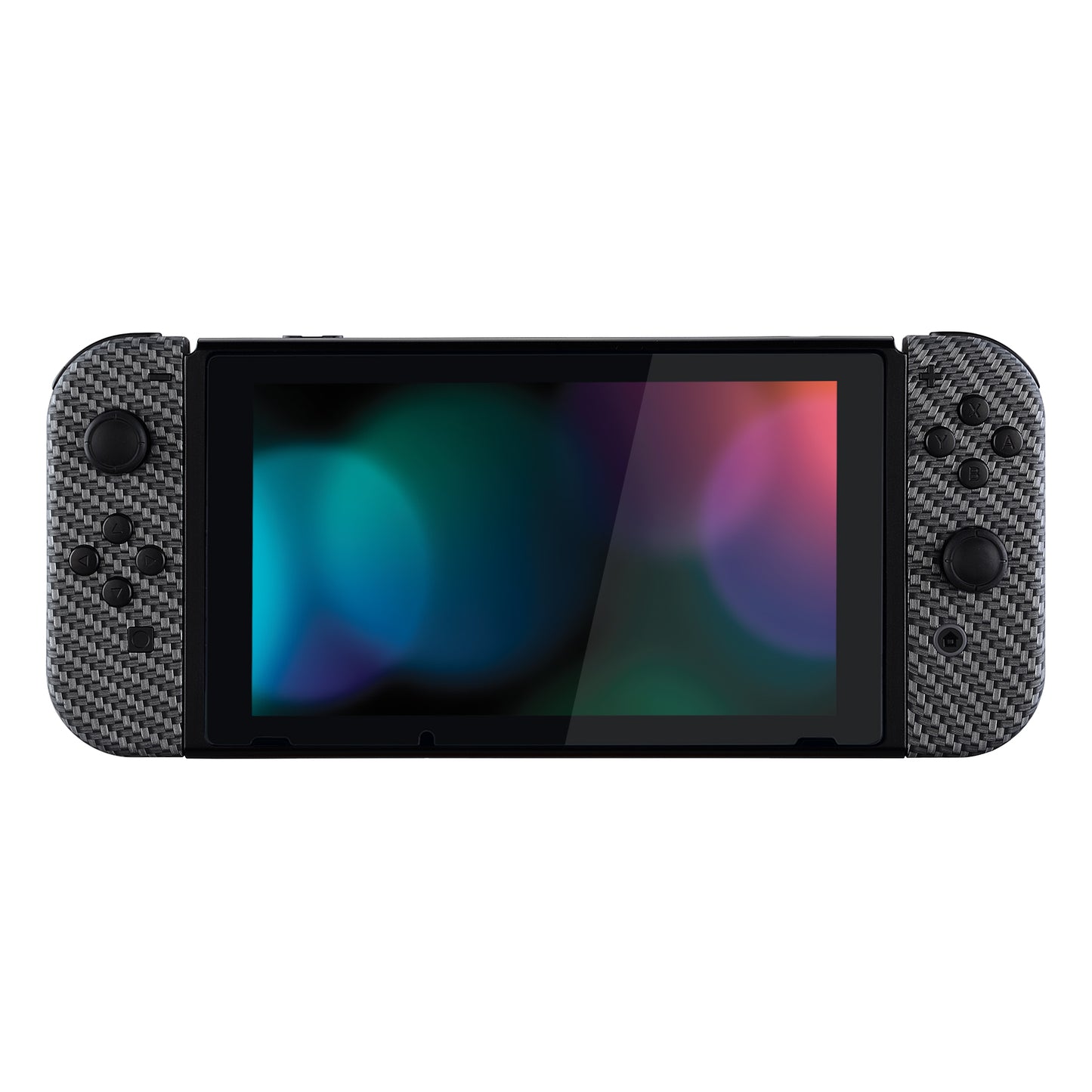 eXtremeRate Replacement Full Set Shell Case with Buttons for Joycon of NS Switch - Black Silver Carbon Fiber