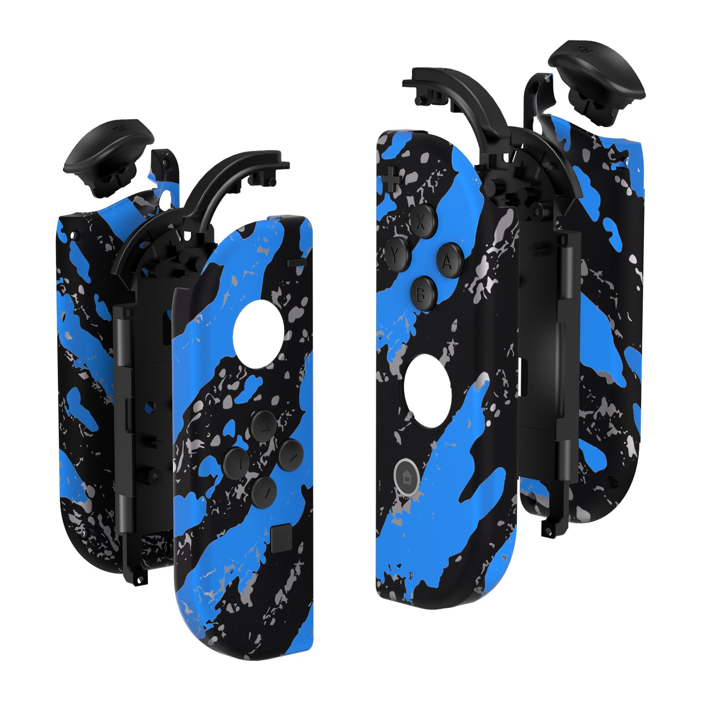 eXtremeRate Replacement Full Set Shell Case with Buttons for Joycon of NS Switch - Blue Coating Splash Patterned