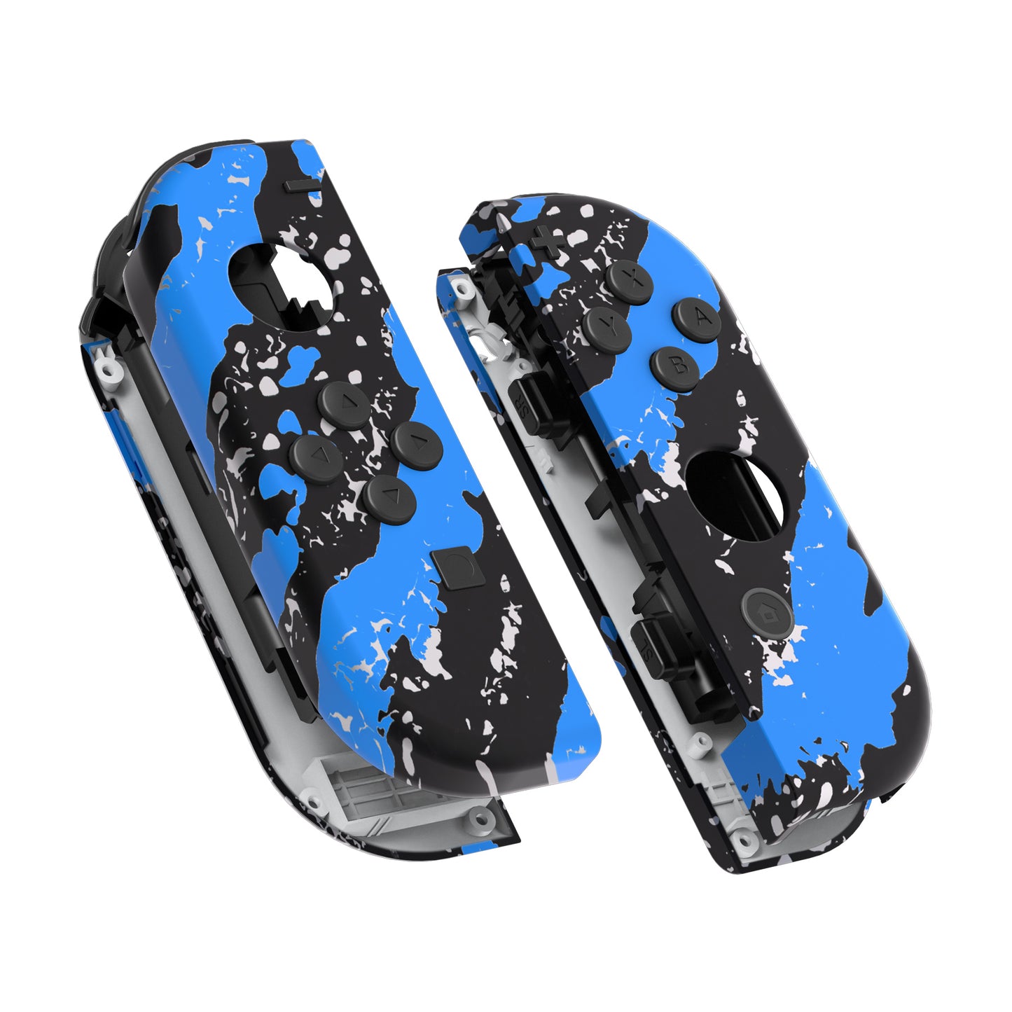 eXtremeRate Replacement Full Set Shell Case with Buttons for Joycon of NS Switch - Blue Coating Splash Patterned