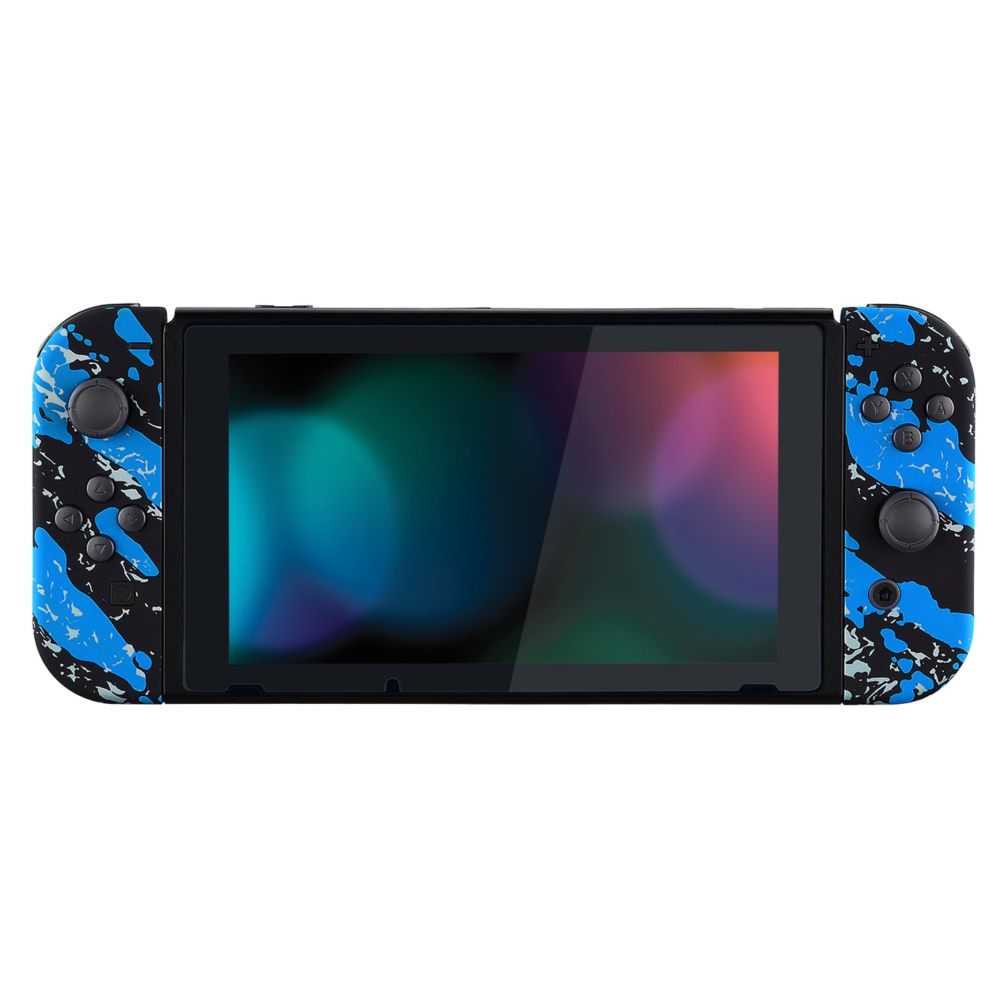 eXtremeRate Replacement Full Set Shell Case with Buttons for Joycon of NS Switch - Blue Coating Splash Patterned