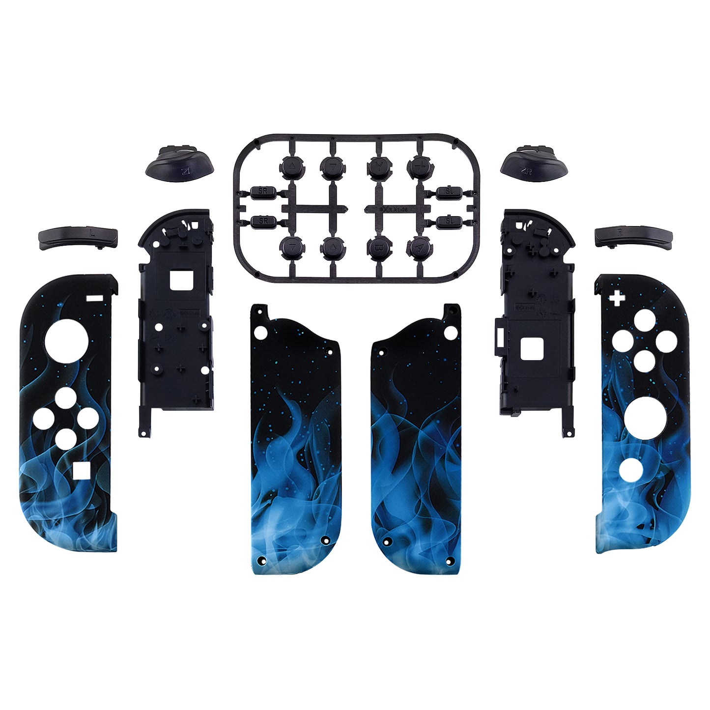 eXtremeRate Replacement Full Set Shell Case with Buttons for Joycon of NS Switch - Blue Flame