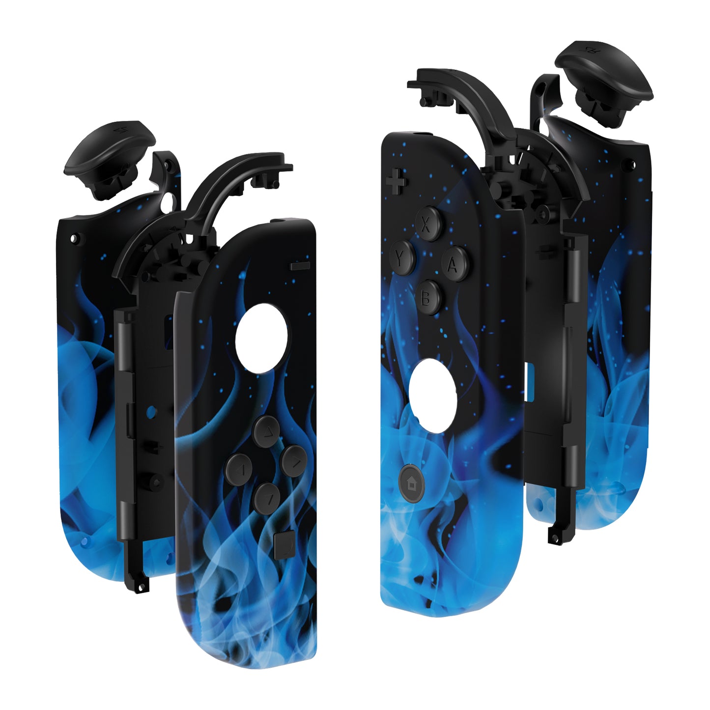 eXtremeRate Replacement Full Set Shell Case with Buttons for Joycon of NS Switch - Blue Flame