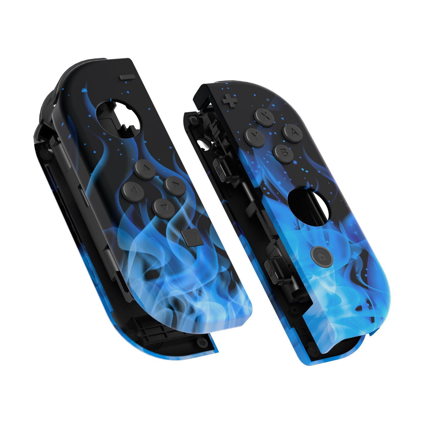 eXtremeRate Replacement Full Set Shell Case with Buttons for Joycon of NS Switch - Blue Flame