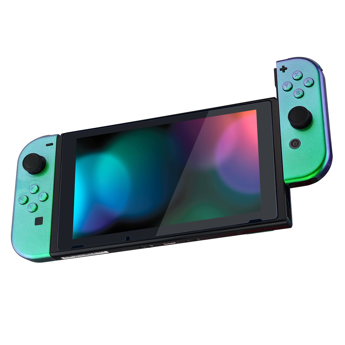 eXtremeRate Replacement Full Set Shell Case with Buttons for Joycon of NS Switch - Chameleon Green Purple