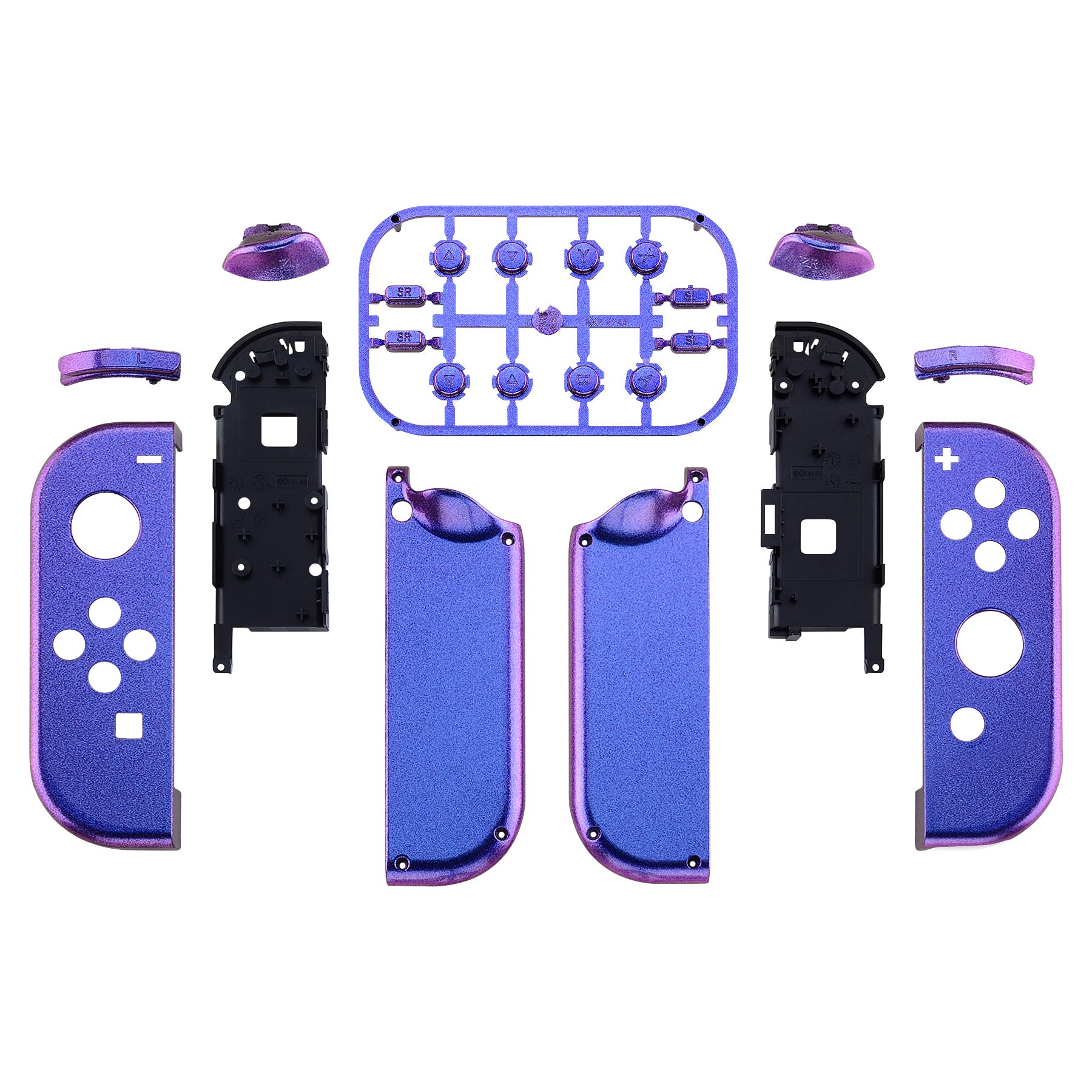 Custom gray joy-cons with chameleon deals purple/blue buttons