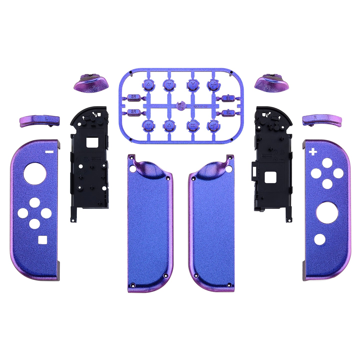 eXtremeRate Replacement Full Set Shell Case with Buttons for Joycon of NS Switch - Chameleon Purple Blue