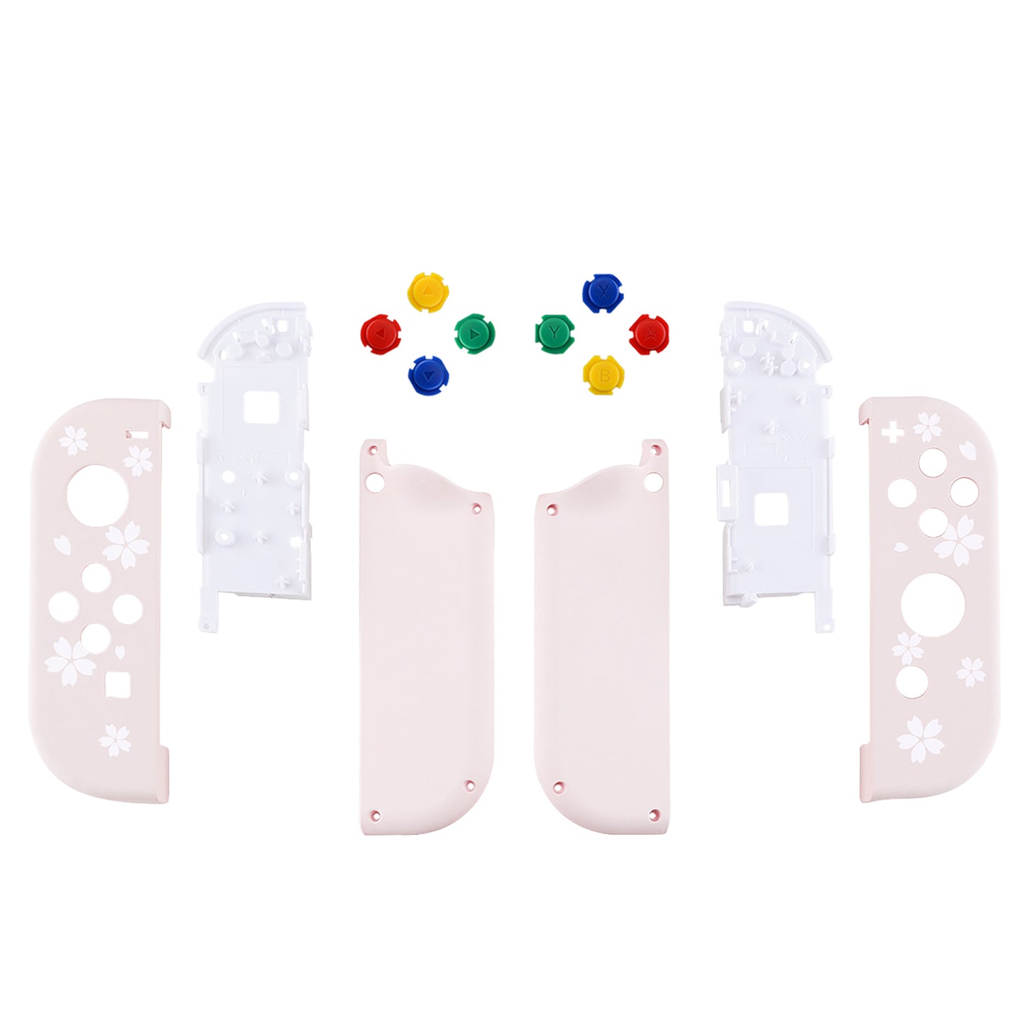 eXtremeRate Replacement Full Set Shell Case with Buttons for Joycon of NS Switch - Cherry Blossoms Petals Patterned