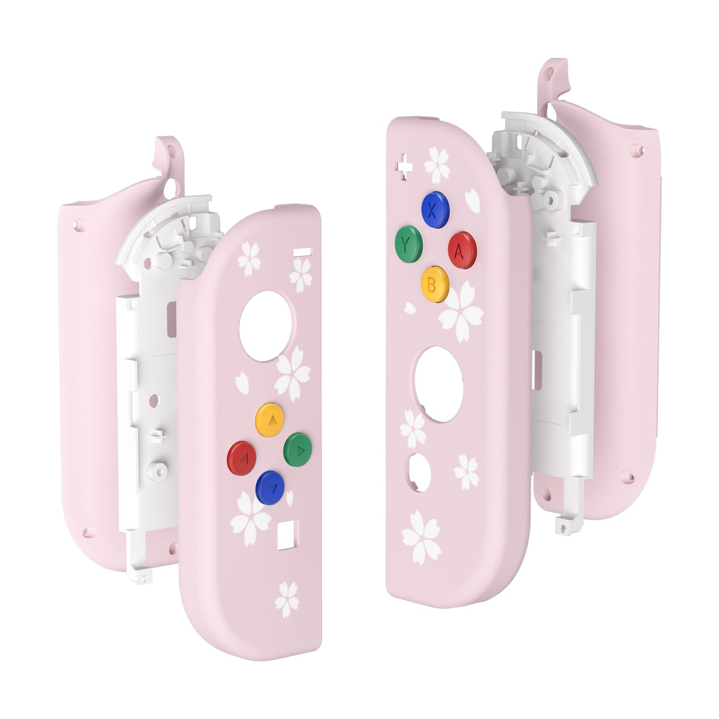 eXtremeRate Replacement Full Set Shell Case with Buttons for Joycon of NS Switch - Cherry Blossoms Petals Patterned