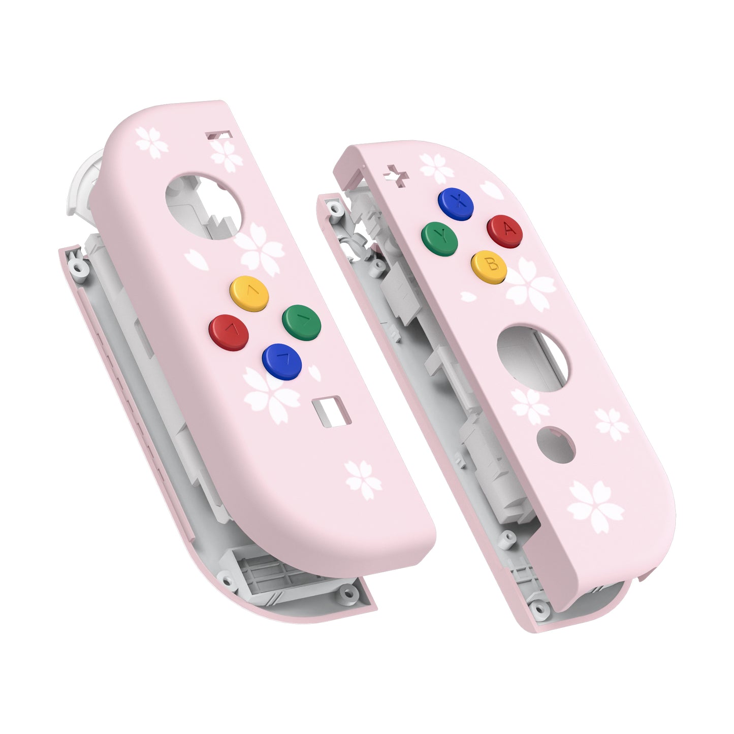 eXtremeRate Replacement Full Set Shell Case with Buttons for Joycon of NS Switch - Cherry Blossoms Petals Patterned