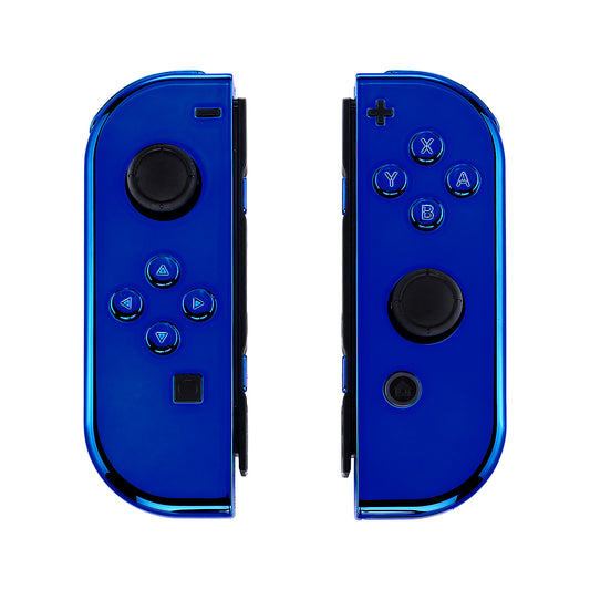 eXtremeRate Replacement Full Set Shell Case with Buttons for Joycon of NS Switch - Chrome Blue