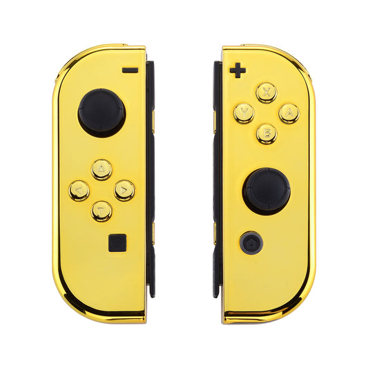 eXtremeRate Replacement Full Set Shell Case with Buttons for Joycon of NS Switch - Chrome Gold