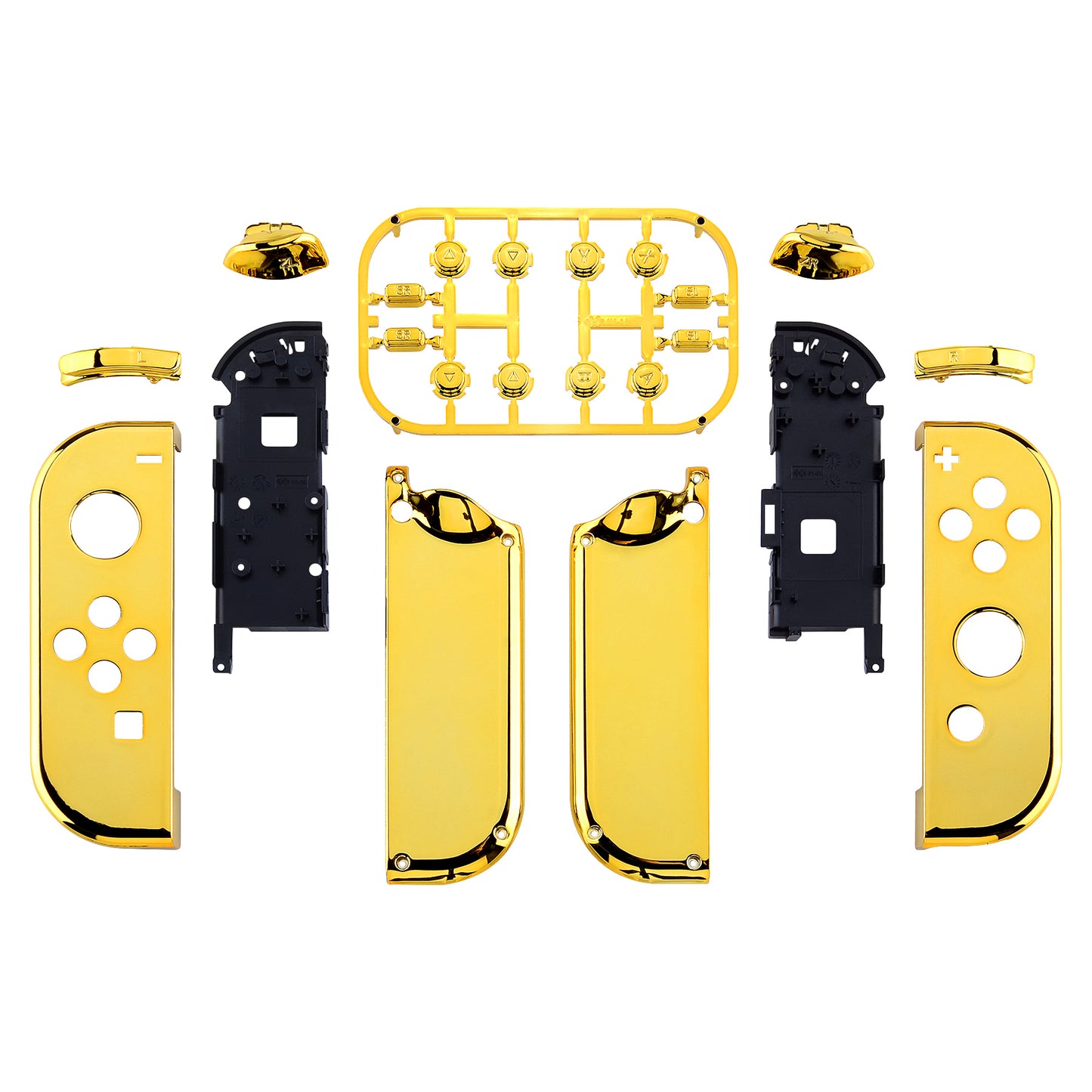 eXtremeRate Replacement Full Set Shell Case with Buttons for Joycon of NS Switch - Chrome Gold