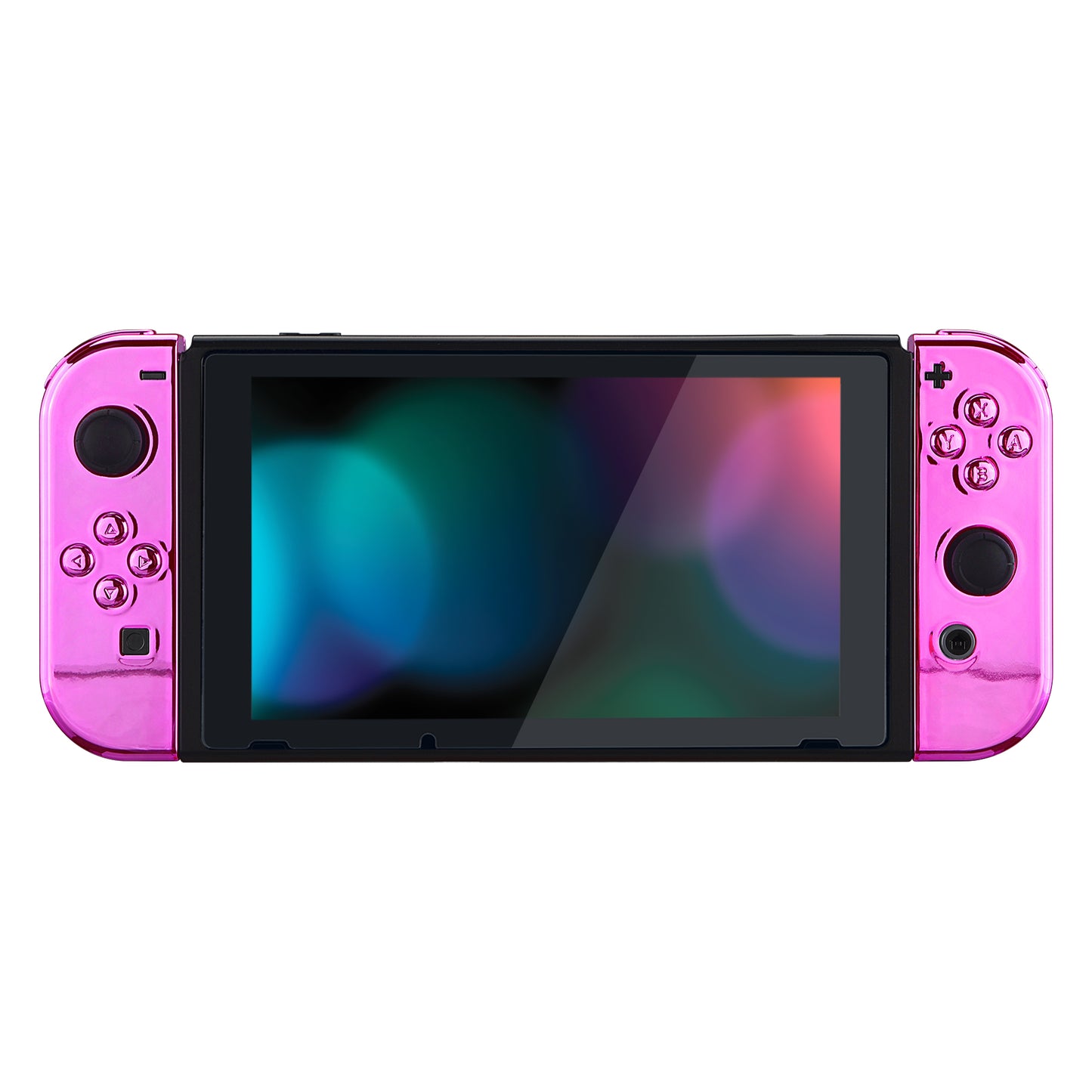 eXtremeRate Replacement Full Set Shell Case with Buttons for Joycon of NS Switch - Chrome Pink Glossy