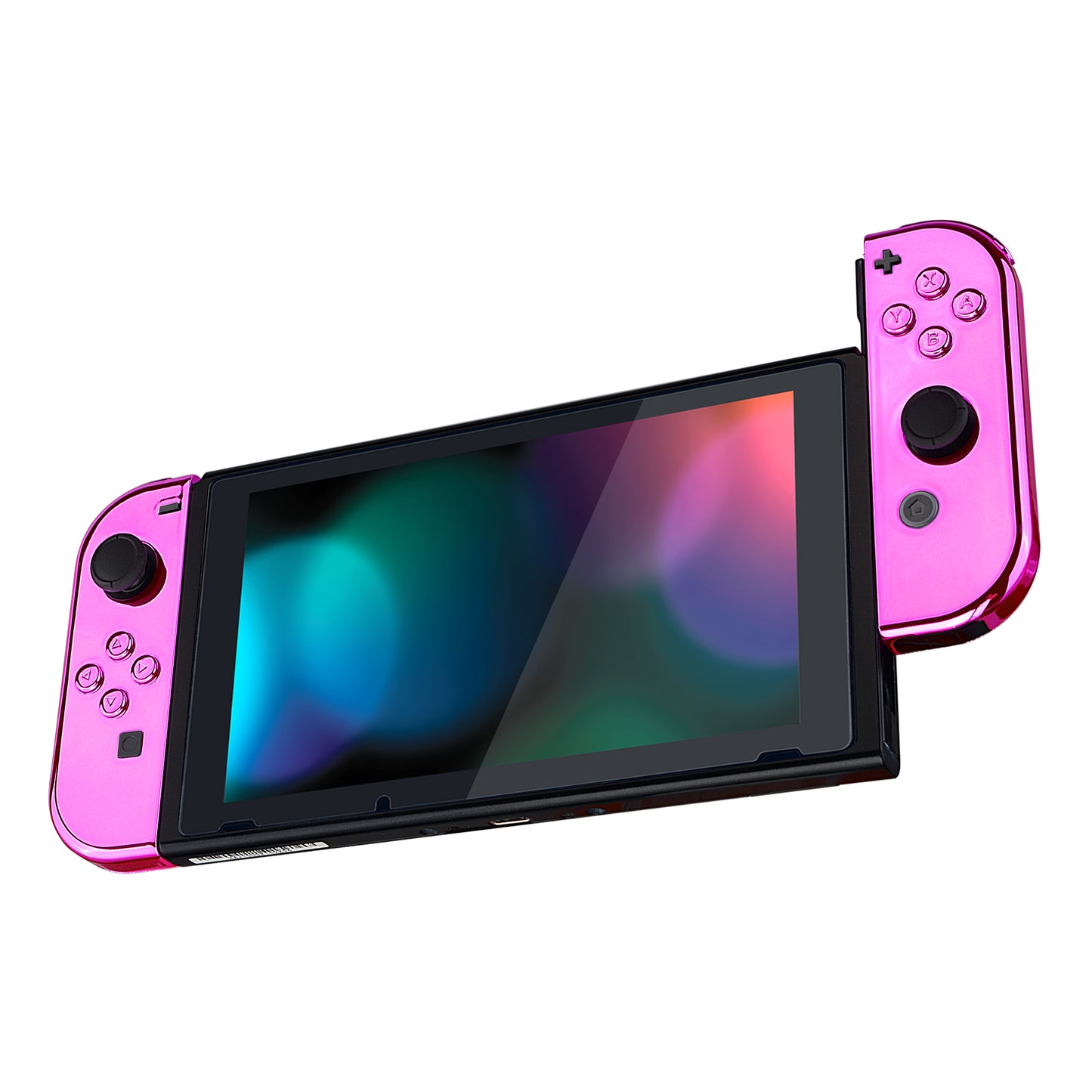 eXtremeRate Replacement Full Set Shell Case with Buttons for Joycon of NS Switch - Chrome Pink Glossy